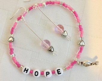 HOPE Stretch Bracelet with Heart Earrings