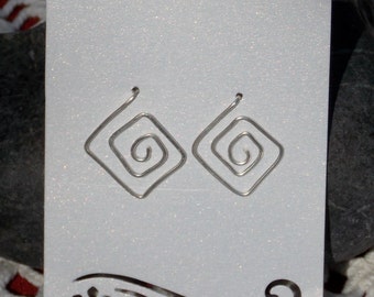 Diamond Shaped Stud, Silver Wire Post Earring, Diamond Shaped Post Wire