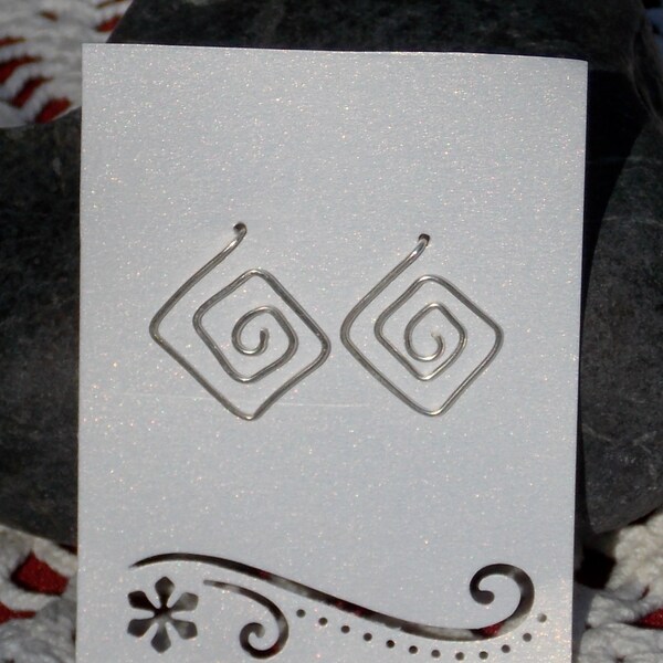 Diamond Shaped Stud, Silver Wire Post Earring, Diamond Shaped Post Wire