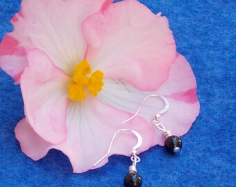 Solitaire Black Swarovski Pearl Earrings,  Black Pearl Drop Earrings