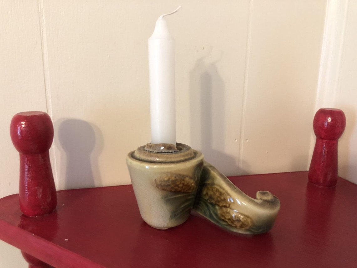 Vintage Hull Pinecone Thistle Candle Holder FREE SHIPPING Etsy
