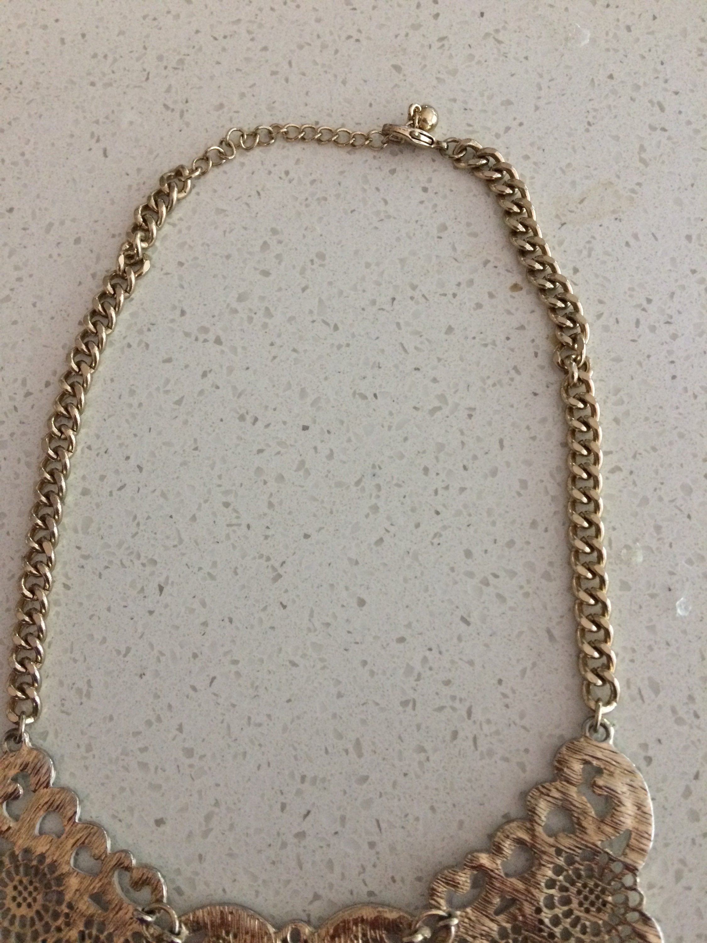 Ornate White with Gold Floral Spanish Style Necklace Free Etsy