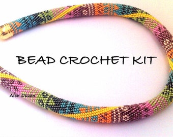 Diy bead crochet necklace kit diy jewelry kit statement necklace kit make yourself woman necklace kit