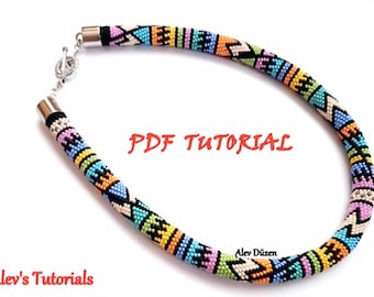 Colored Lines - Crochet Bead Necklace Pattern - Crochet Bead Necklace Tutorial - Necklace Tutorial