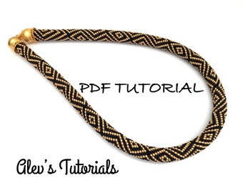 Crochet Bead Necklace Pattern – Gold Squares Tutorial (PDF Pattern)