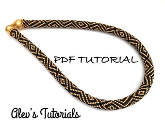 Gold Squares - Crochet Bead Necklace Pattern - Crochet Bead Necklace Tutorial - Necklace Tutorial