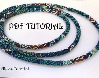 Long Navy Necklace  - Crochet Bead Necklace Pattern - Crochet Bead Necklace Tutorial - Necklace Tutorial