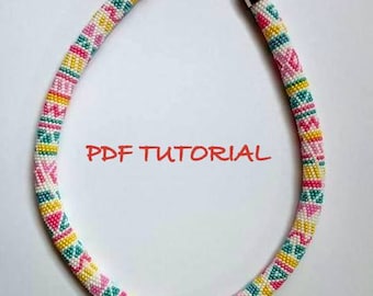 Crochet Bead Necklace Pattern – White Aztec Lily Tutorial (PDF Pattern)