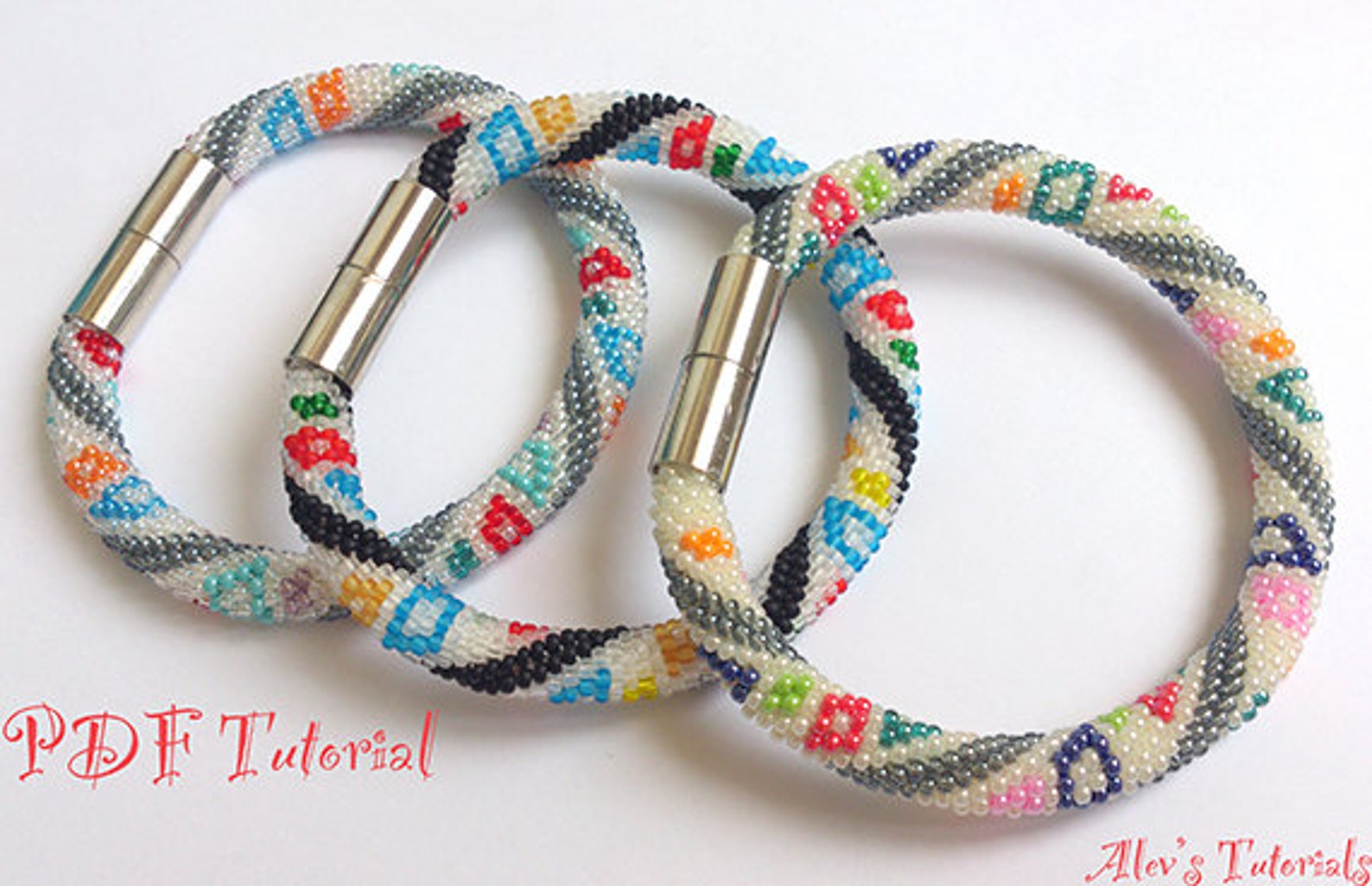 Colorful Squares - Crochet Bead Bracelet Pattern - Crochet Bead ...