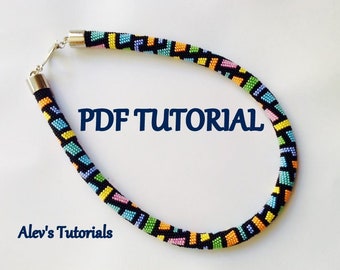 Crochet Bead Necklace Pattern – Black Patchwork Tutorial (PDF Pattern)