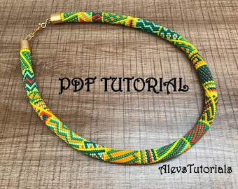 Crochet Bead Necklace Pattern - Green Garden Tutorial (PDF)