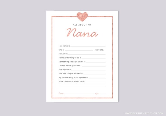 All About Nana Free Printable