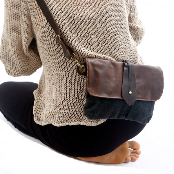 Black Canvas Hip Bag, Small Fanny Pack