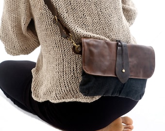 Black Canvas Hip Bag, Small Fanny Pack