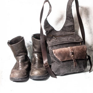 Man Waxed Canvas and leather backpack