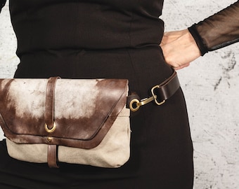 Brown  Leather Hip Bag