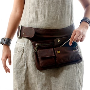 Unisex Fanny Pack, Brauner Leder Gürtel für Männer