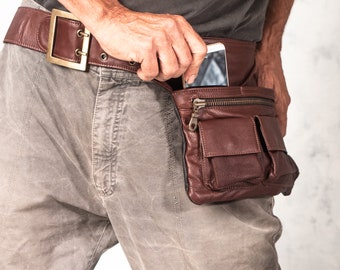 Brown Leather Man Fanny Pack