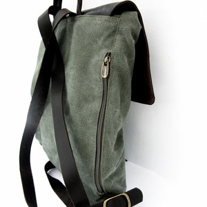 Green Canvas Laptop Backpack image 8