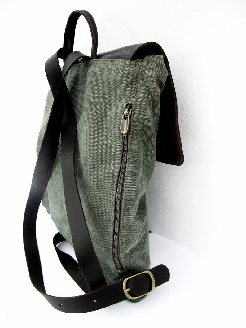 Green Canvas Laptop Backpack image 8