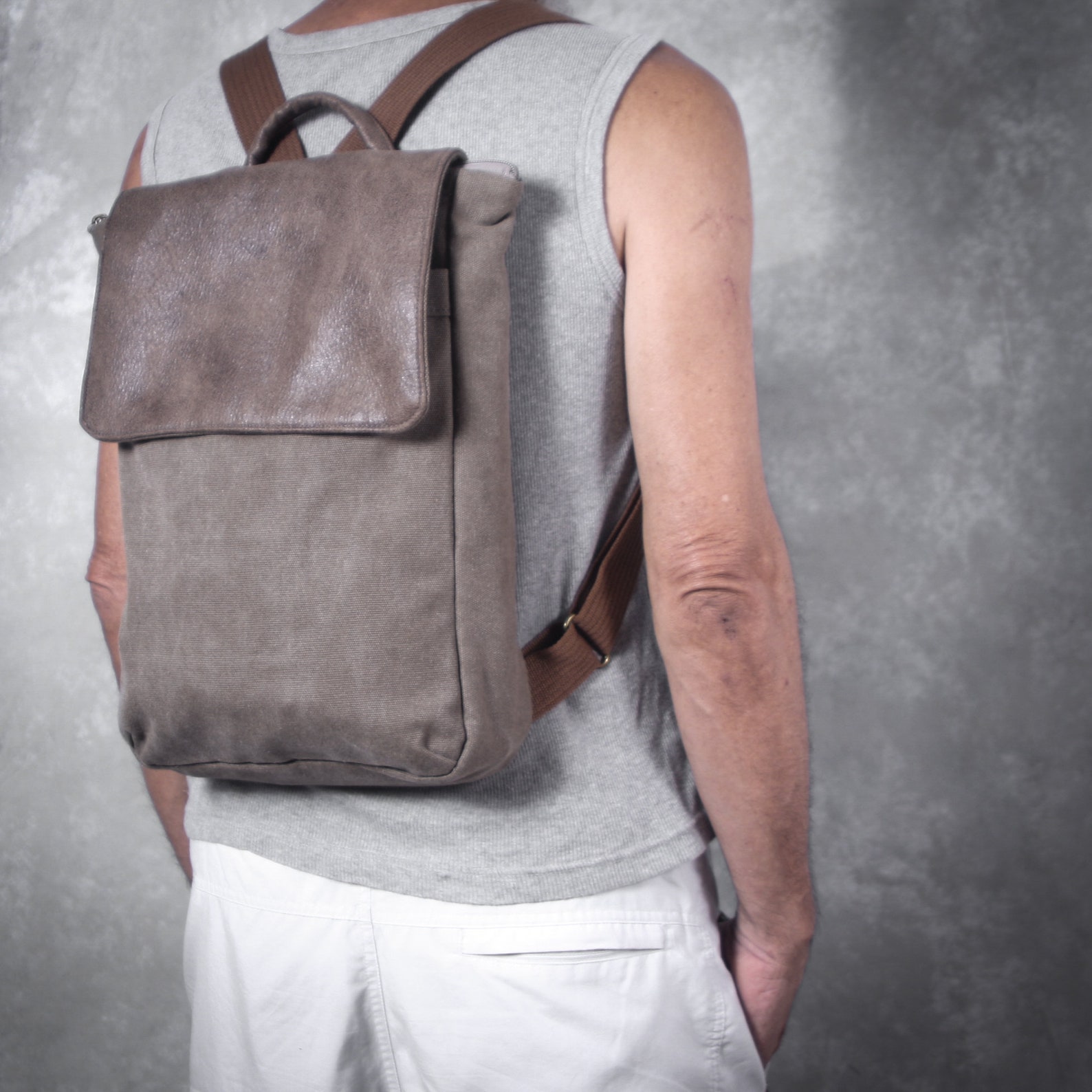 Vegan Leather Laptop Backpack Etsy