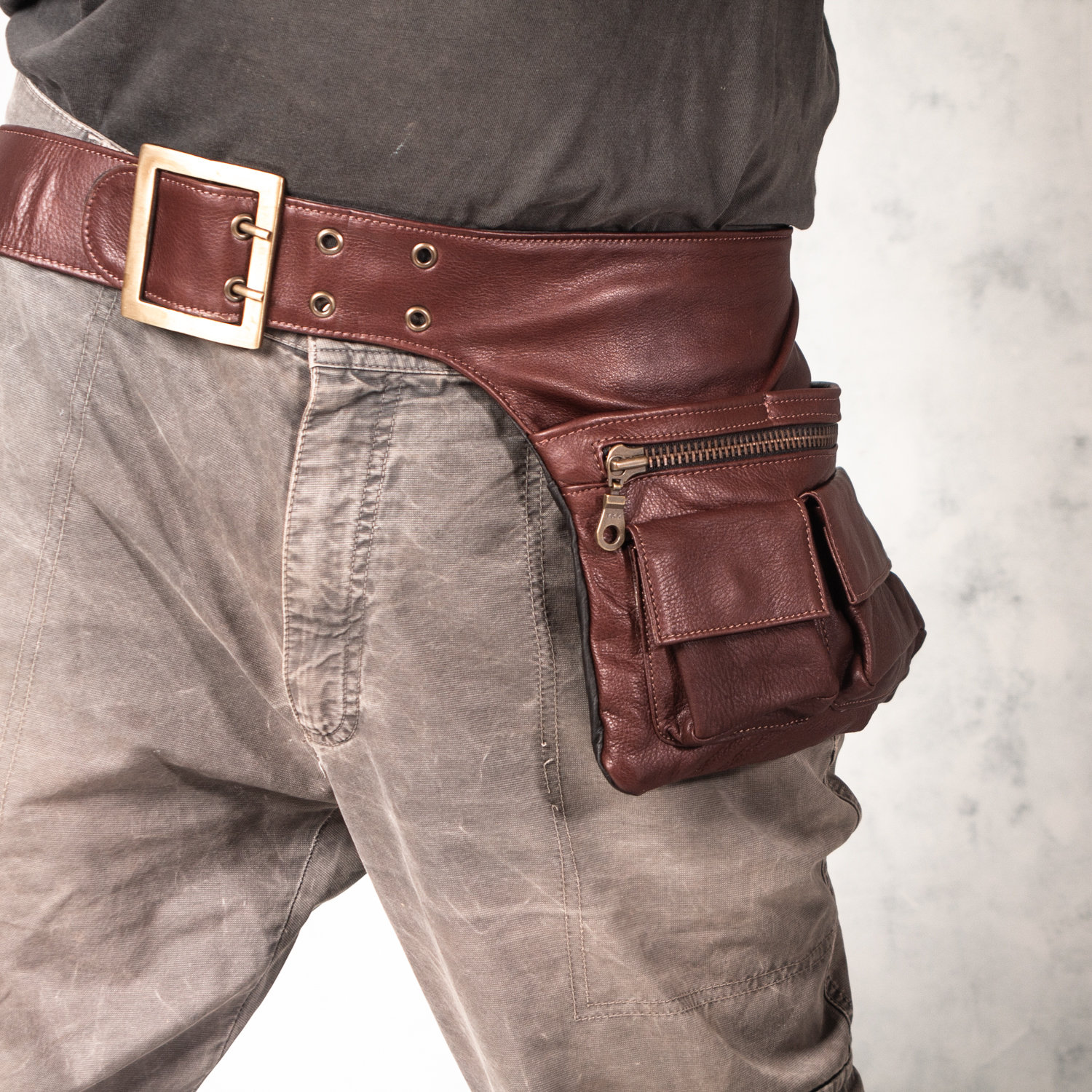 Brown Leather Man Fanny Pack - Etsy UK