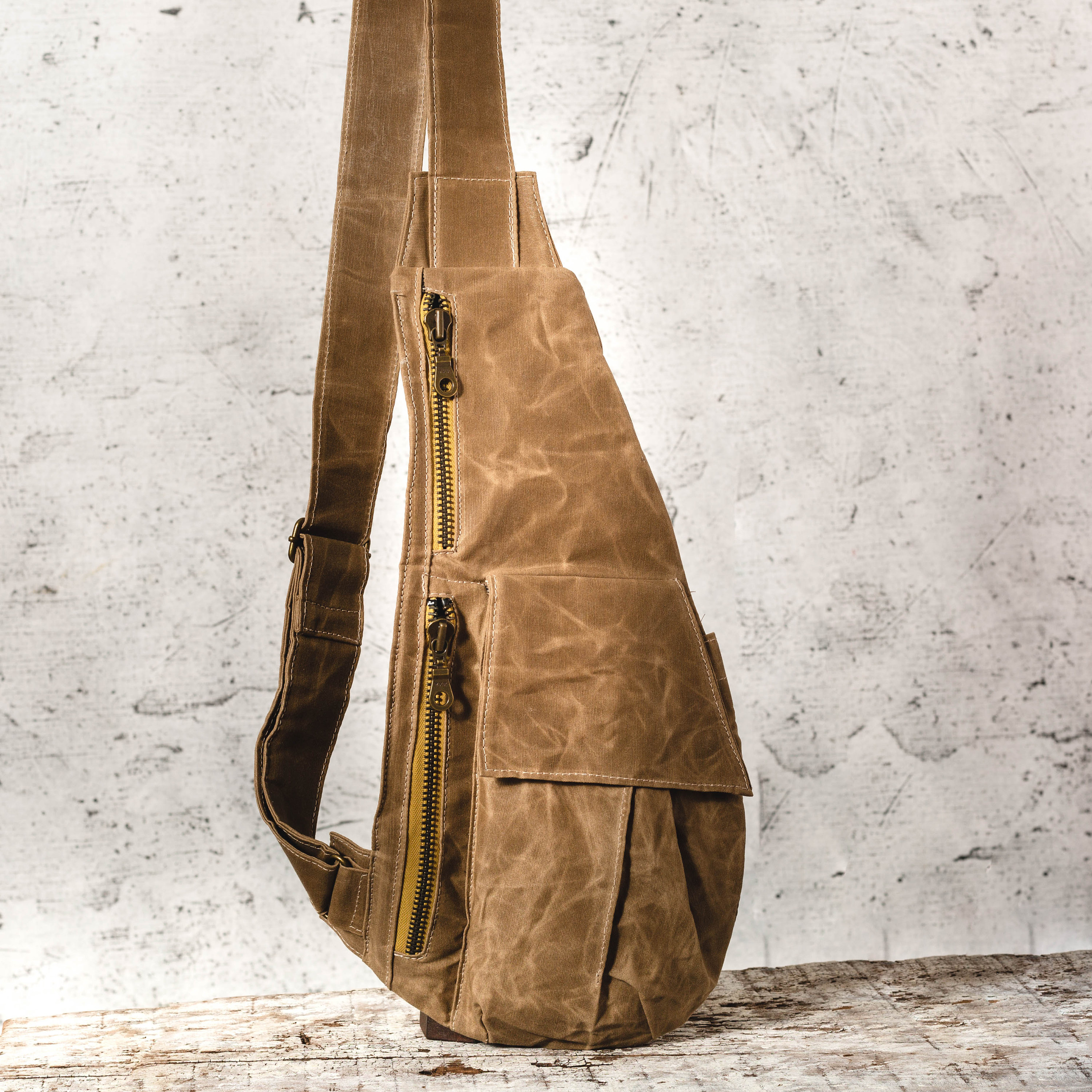 Unisex Vegan Waxed Canvas Sling Bag Etsy Australia