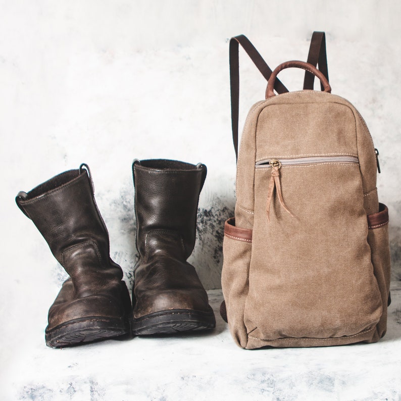 Unique Small Brown Leather Backpack Etsy