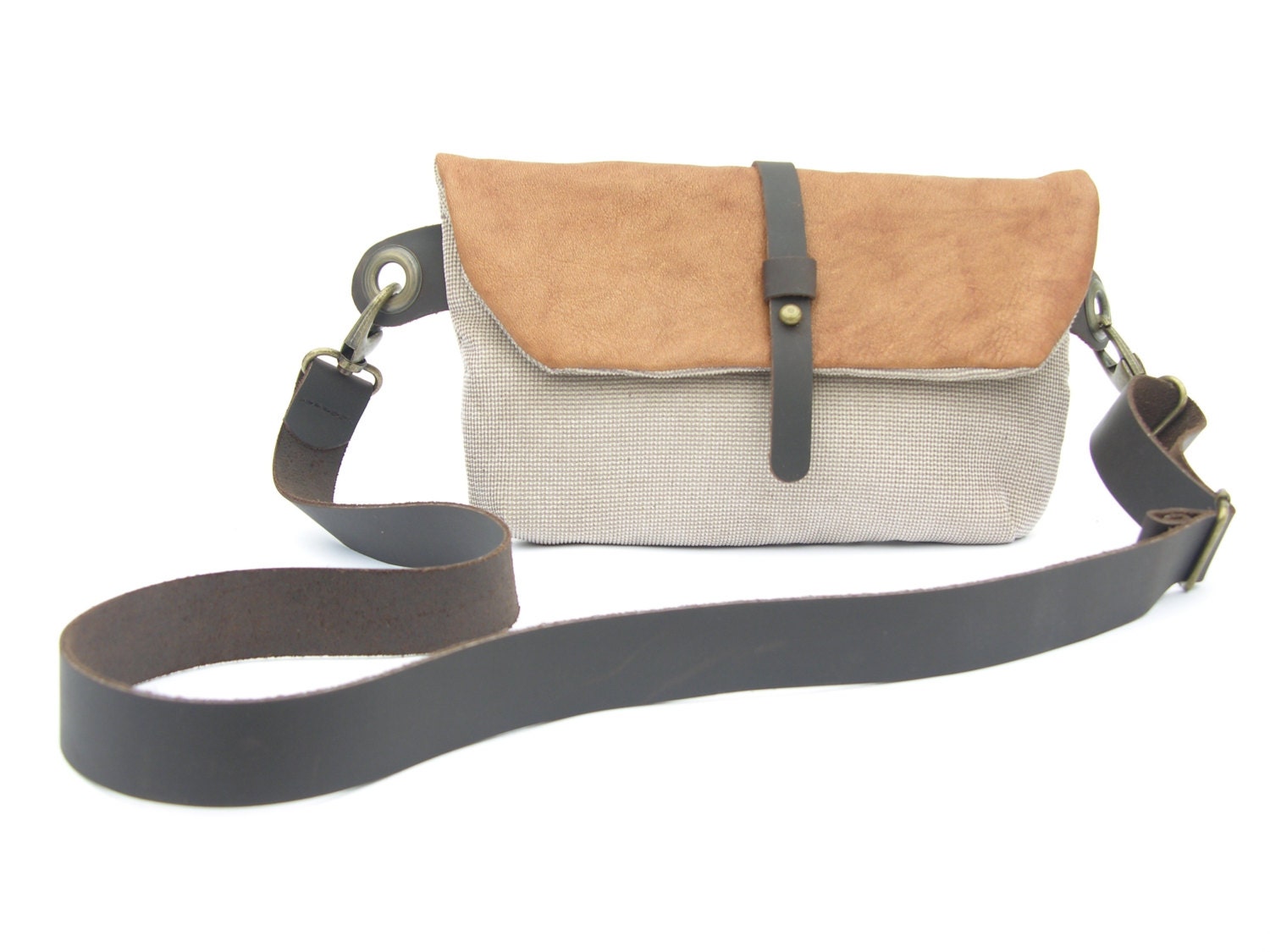 Hip Bag Fanny Pack Leather and Canvas Traveler Bag Etsy
