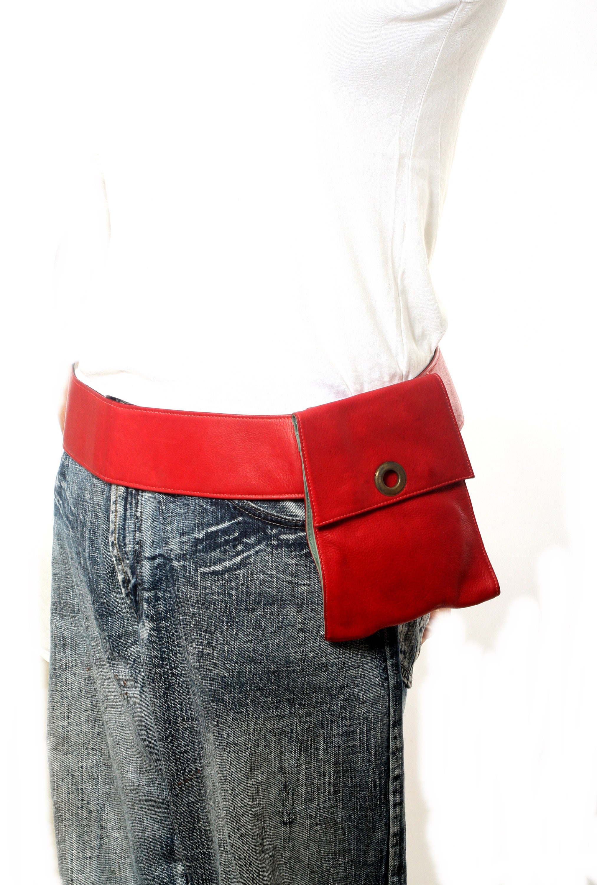 Red Leather Hip Bag Red Bags Small Pouch Bag Leather Pouch Etsy