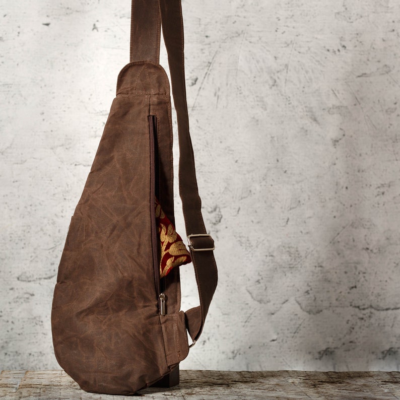 Unisex Vegan Waxed Canvas Sling Bag Etsy