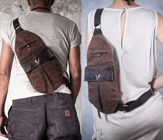 waxed canvas sling bag