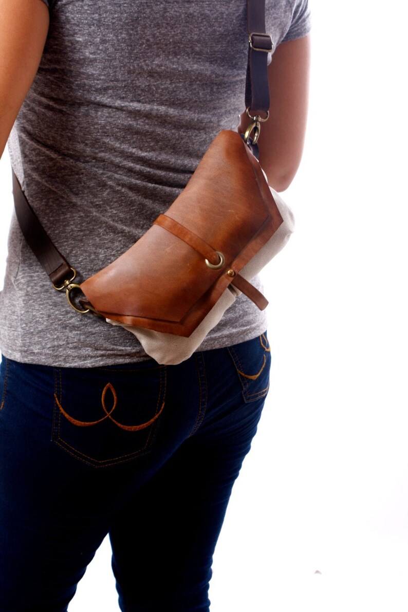 Brown Leather Crossbody Fanny Pack Etsy