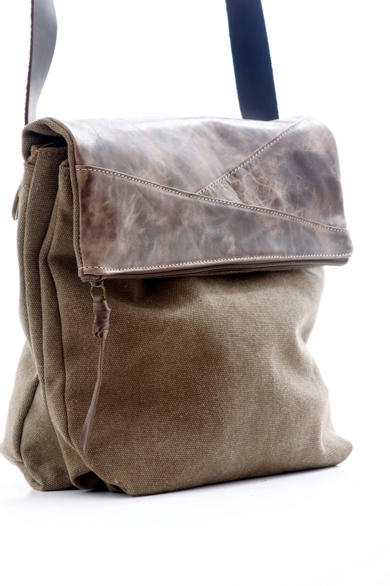 Unisex Crossbody Bag Canvas and Leather Bag Cross Body Bag Etsy