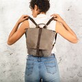 Gray Canvas Leather Backpack product logo