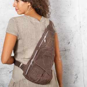 Unisex Vegan Waxed Canvas Sling Bag