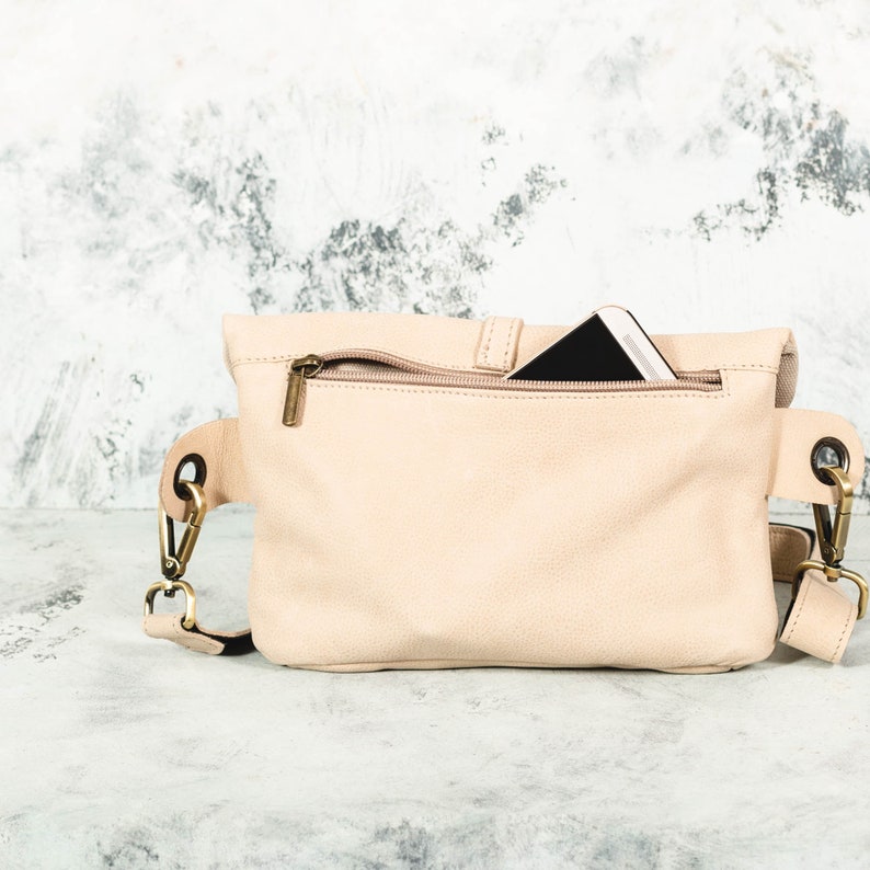 Beige Leather Fanny Pack Etsy