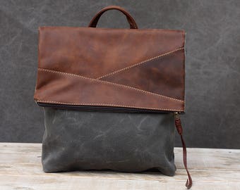Unisex Black Brown Leather Sling Bag