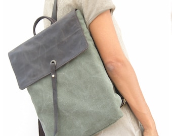 Green Canvas Laptop Backpack