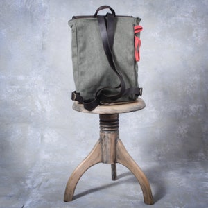 Green Canvas Laptop Backpack image 3