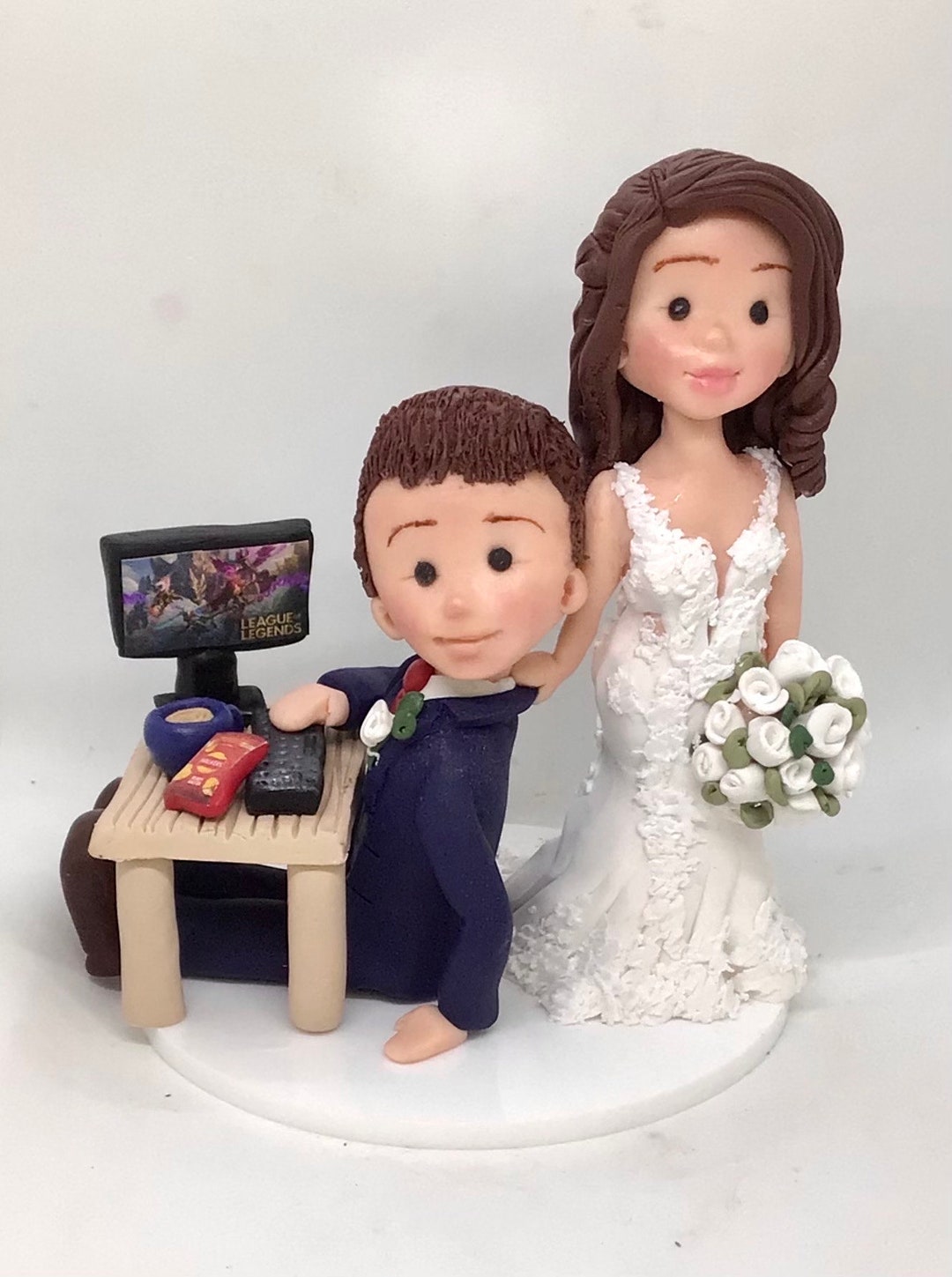 Personalised Handmade Clay Wedding Cake Topper, Customized Bespoke ...