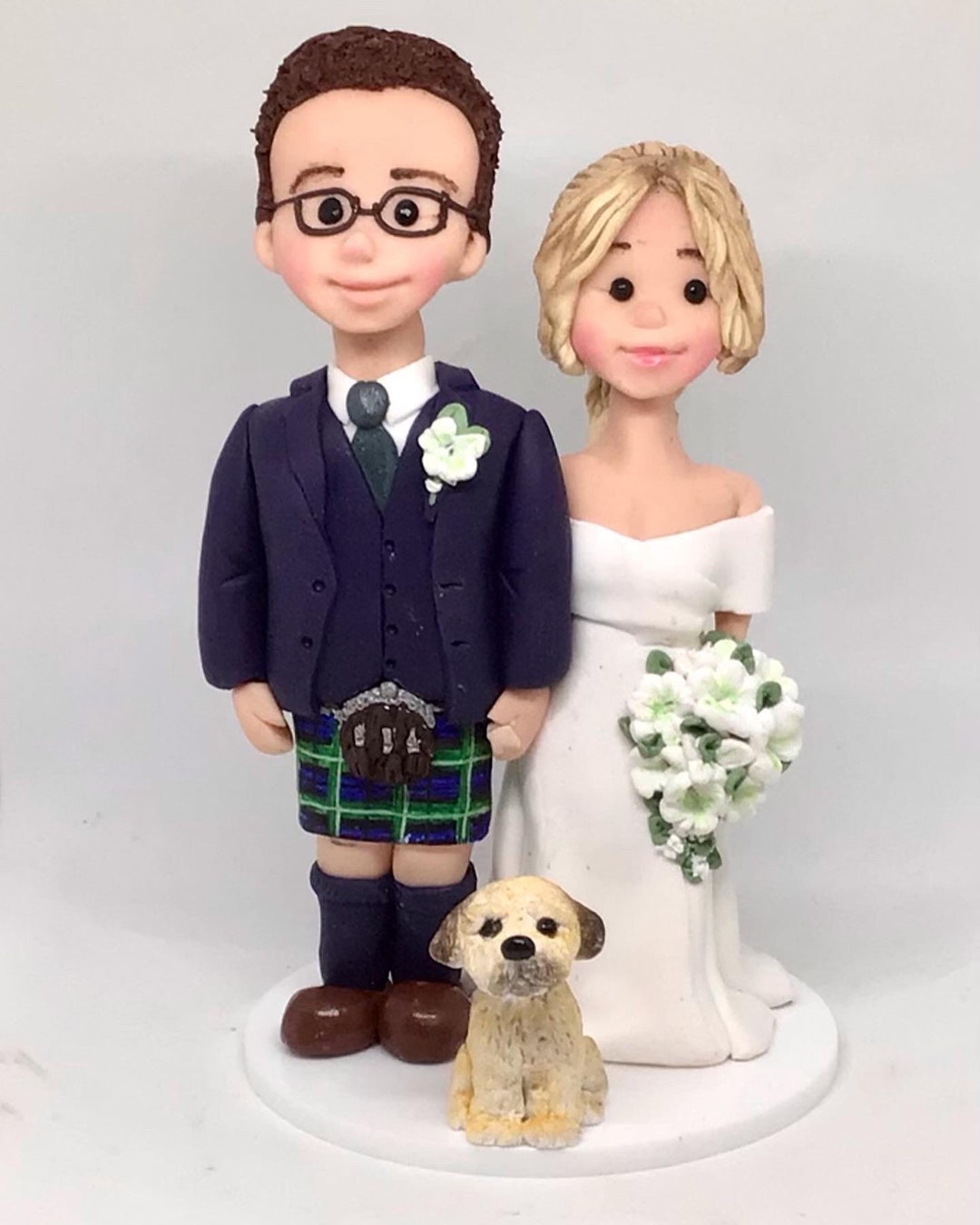 Personalised Clay Wedding Cake Topper, Customized Bespoke Fimo Wedding