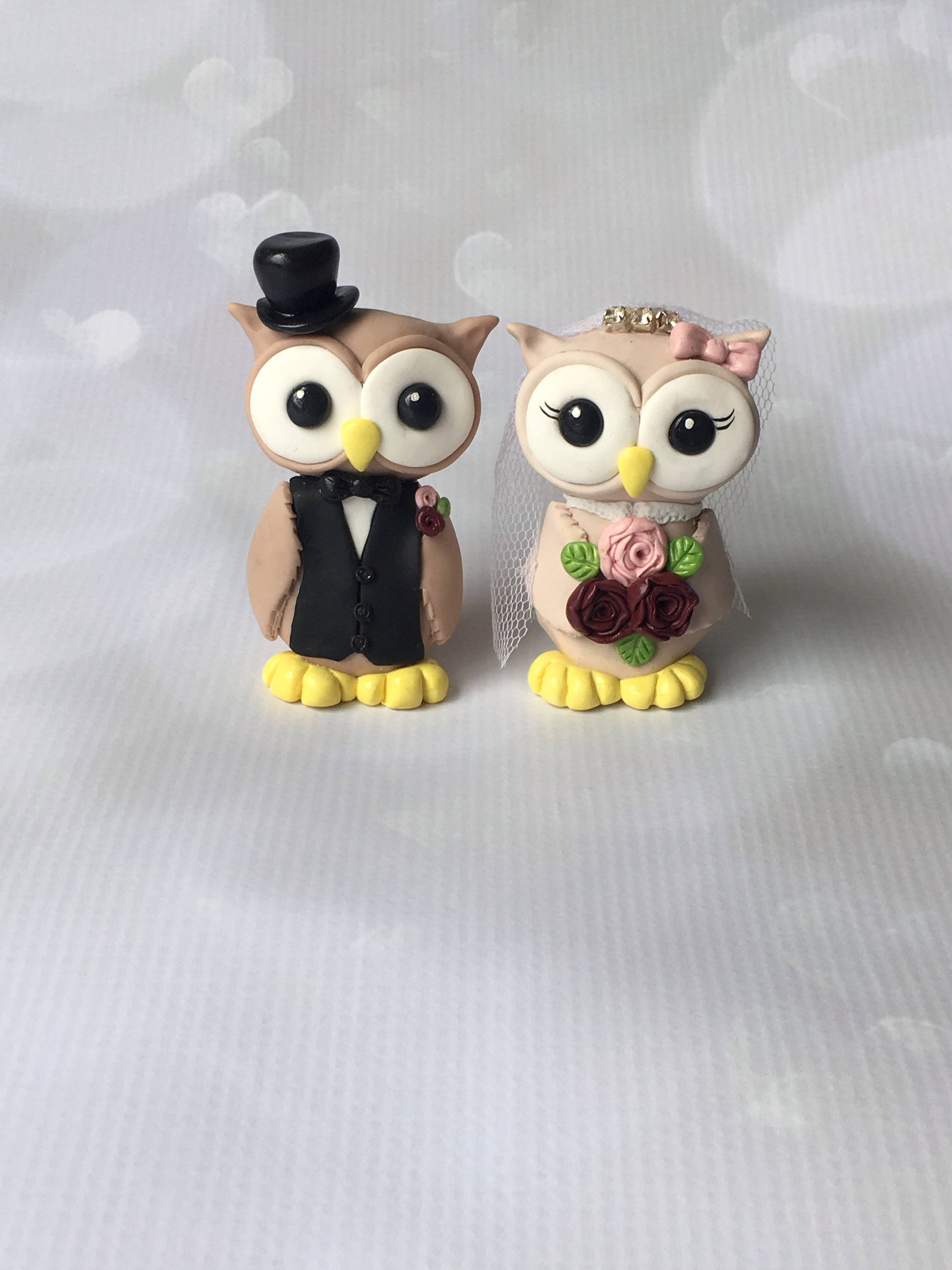 Custom Owl Wedding Cake Topper Bride and Groom Wedding Cake Etsy