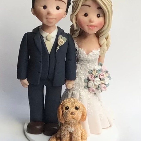 Personalised Clay Wedding Cake Topper, custom Fimo clay wedding cake toppers.