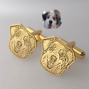 Personalized Dog Cufflinks, Personalized Dog Cat Portrait Cufflinks, Custom Pet Memorial Cufflinks, Unique Pet Portrait Memorial Gift