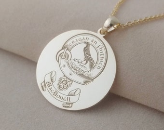 Personalized Coat of Arms Necklace, Family Crest Pendant Necklace, Family Crest Necklace, Engraved Crest Necklace, Family Jewelry