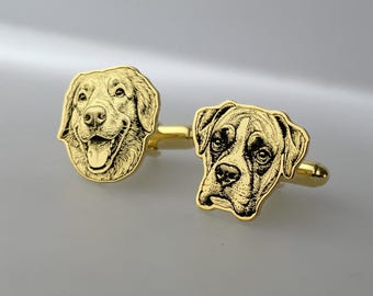 Personalized Dog Cufflinks, Personalized Dog Cat Portrait Cufflinks, Custom Pet Memorial Cufflinks, Unique Pet Portrait Memorial Gift