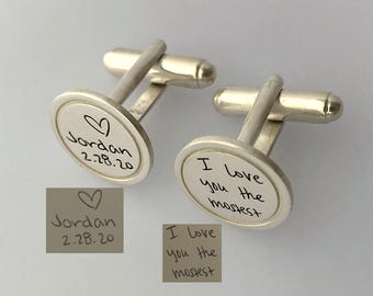 Personalized Bride Handwriting Cufflinks, Wedding Cufflinks,  Actual Handwriting Cufflinks, Wedding Gift, Gift from Bride