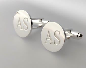 Wedding Cufflinks, Monogram Initials Cufflinks, Personalized Cufflinks for Men, Custom Engraved Wedding Cufflinks, Groom Gift from Bride
