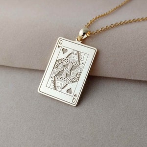 Queen of Hearts Necklace, Any Playing Cards Necklace, Personalized Poker Card Necklace, Custom Gambling Charm Necklace, Card Game Jewelry